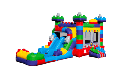 Mega Block Toddler Bounce House with Dual Slides